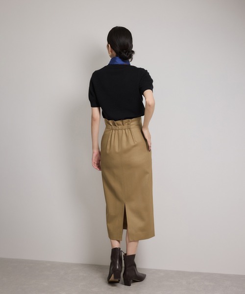 美人スカート]ウールレーヨンポケット付きタイトスカート(無地