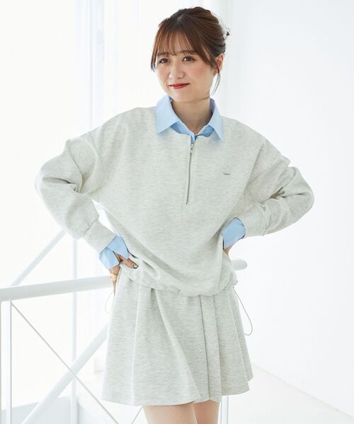 MAJESTIC LEGON（マジェスティックレゴン）の「レイヤード風スウェットセットアップ（ワンピース・レディース・ネイビー/オートミール/ブラウン・MEDIUM）」の2枚目の写真