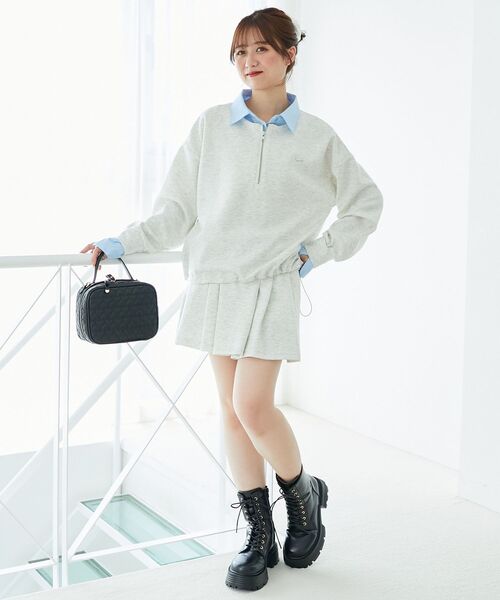 MAJESTIC LEGON(マジェスティックレゴン)の「レイヤード風スウェットセットアップ(ワンピース・レディース・ネイビー/オートミール/ブラウン・MEDIUM)」の4枚目の写真