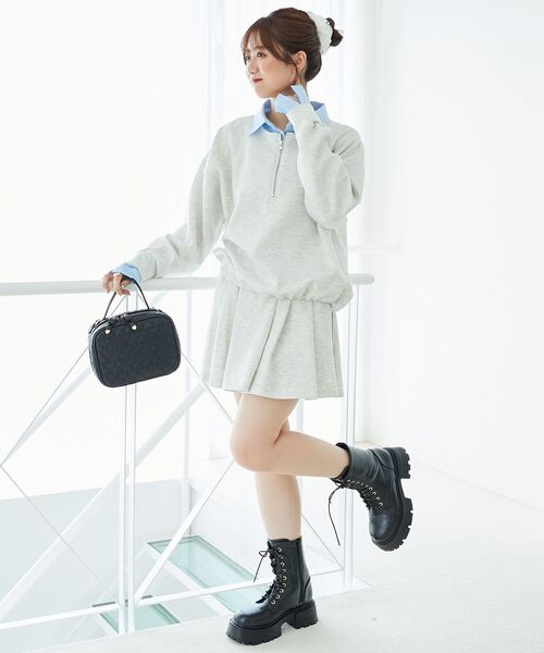 MAJESTIC LEGON(マジェスティックレゴン)の「レイヤード風スウェットセットアップ(ワンピース・レディース・ネイビー/オートミール/ブラウン・MEDIUM)」の5枚目の写真