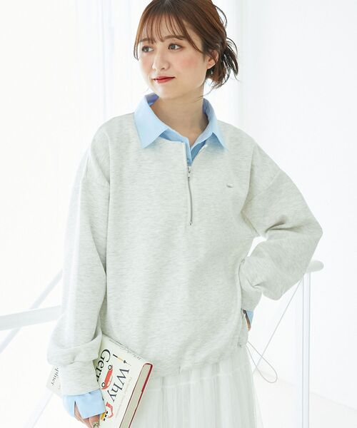 MAJESTIC LEGON（マジェスティックレゴン）の「レイヤード風スウェットセットアップ（ワンピース・レディース・ネイビー/オートミール/ブラウン・MEDIUM）」の17枚目の写真