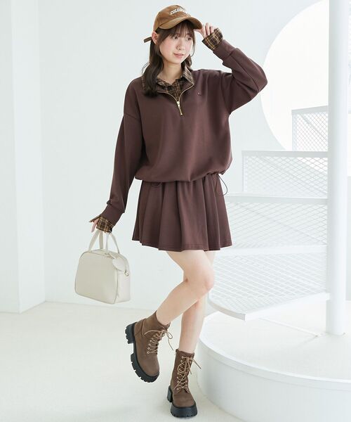MAJESTIC LEGON(マジェスティックレゴン)の「レイヤード風スウェットセットアップ(ワンピース・レディース・ネイビー/オートミール/ブラウン・MEDIUM)」の15枚目の写真