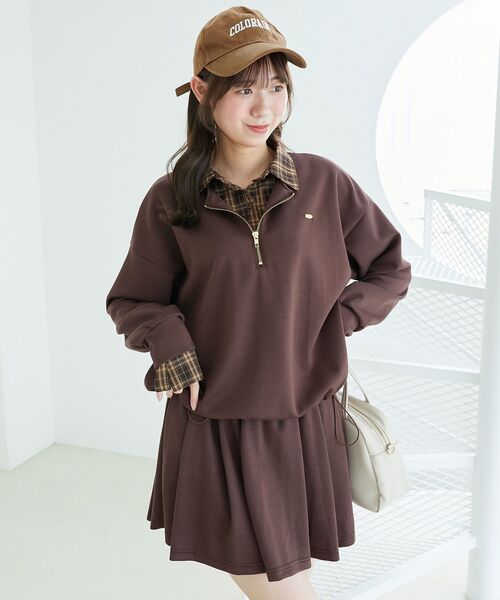 MAJESTIC LEGON(マジェスティックレゴン)の「レイヤード風スウェットセットアップ(ワンピース・レディース・ネイビー/オートミール/ブラウン・MEDIUM)」の18枚目の写真