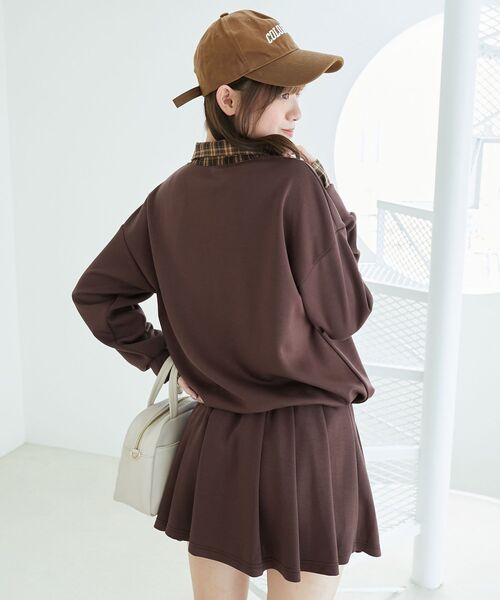 MAJESTIC LEGON(マジェスティックレゴン)の「レイヤード風スウェットセットアップ(ワンピース・レディース・ネイビー/オートミール/ブラウン・MEDIUM)」の20枚目の写真