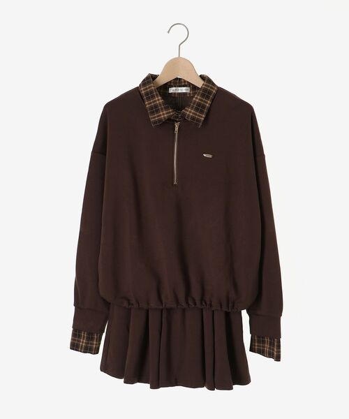 MAJESTIC LEGON（マジェスティックレゴン）の「レイヤード風スウェットセットアップ（ワンピース・レディース・ネイビー/オートミール/ブラウン・MEDIUM）」の9枚目の写真