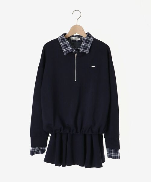 MAJESTIC LEGON（マジェスティックレゴン）の「レイヤード風スウェットセットアップ（ワンピース・レディース・ネイビー/オートミール/ブラウン・MEDIUM）」の5枚目の写真