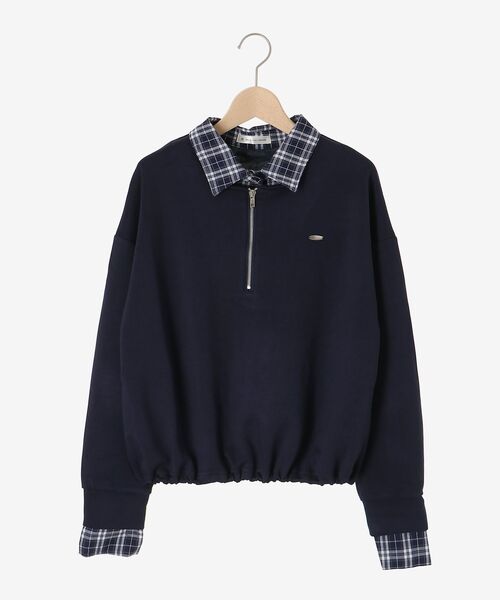 MAJESTIC LEGON（マジェスティックレゴン）の「レイヤード風スウェットセットアップ（ワンピース・レディース・ネイビー/オートミール/ブラウン・MEDIUM）」の10枚目の写真