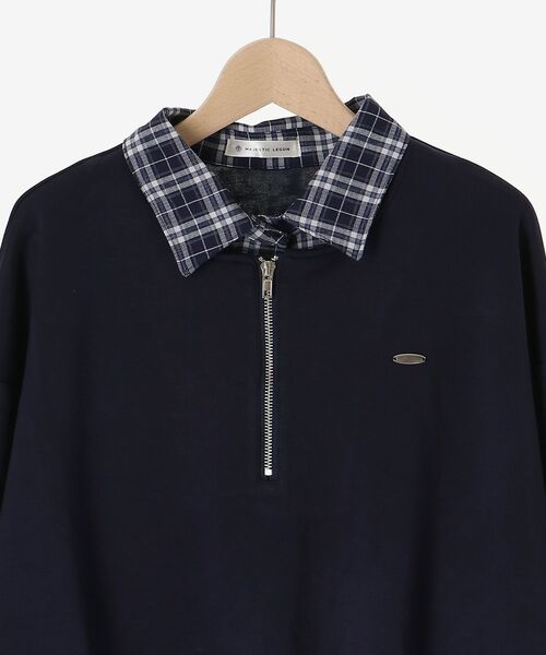 MAJESTIC LEGON（マジェスティックレゴン）の「レイヤード風スウェットセットアップ（ワンピース・レディース・ネイビー/オートミール/ブラウン・MEDIUM）」の6枚目の写真