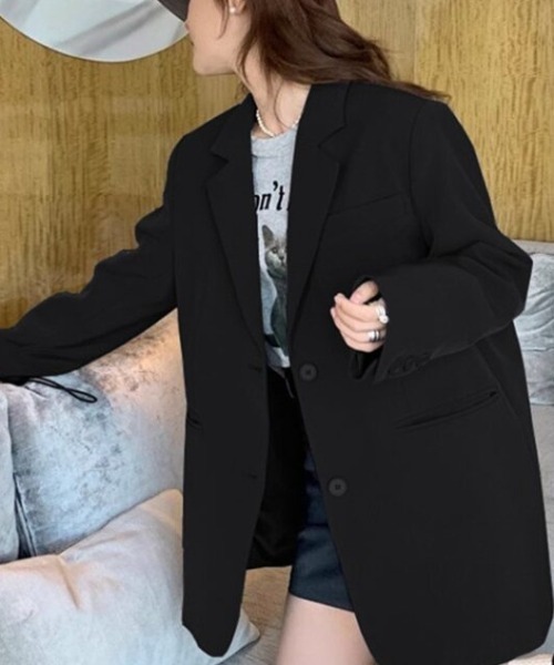 cammie(キャミー)の「バックデザインジャケット(テーラードジャケット・レディース・ブラック/グレー・M/L)」の2枚目の写真