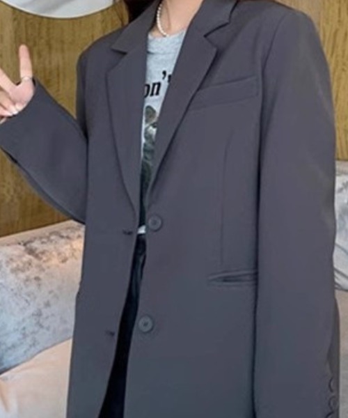 cammie(キャミー)の「バックデザインジャケット(テーラードジャケット・レディース・ブラック/グレー・M/L)」の9枚目の写真