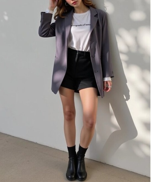 cammie(キャミー)の「バックデザインジャケット(テーラードジャケット・レディース・ブラック/グレー・M/L)」の15枚目の写真