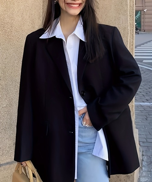 cammie(キャミー)の「バックデザインジャケット(テーラードジャケット・レディース・ブラック/グレー・M/L)」の4枚目の写真
