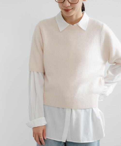 URBAN RESEARCH（アーバンリサーチ）の「FOX/CASHMEREハーフスリーブニット（ニット/セーター・レディース・ネイビー/カーキ/オフホワイト・FREE）」の4枚目の写真