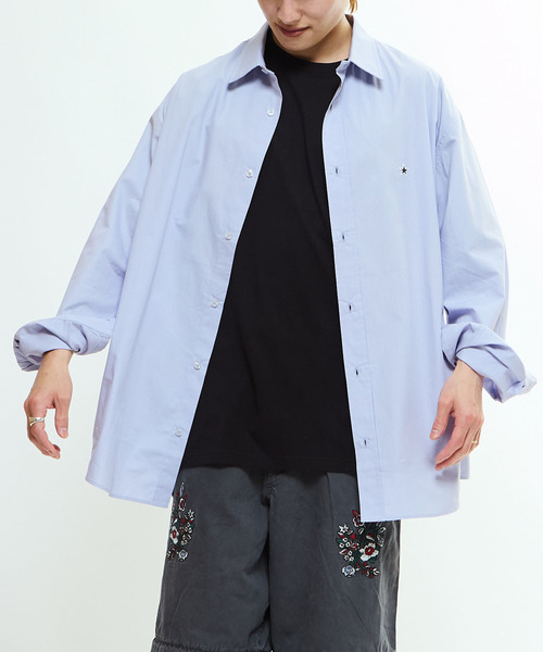 CONVERSE TOKYO(コンバーストウキョウ)の「STAR★ ONEPOINT OVERSIZED SHIRT(シャツ/ブラウス・レディース・ブルー/ベージュ/ホワイト/サックスブルー/ブラック・FREE)」の10枚目の写真