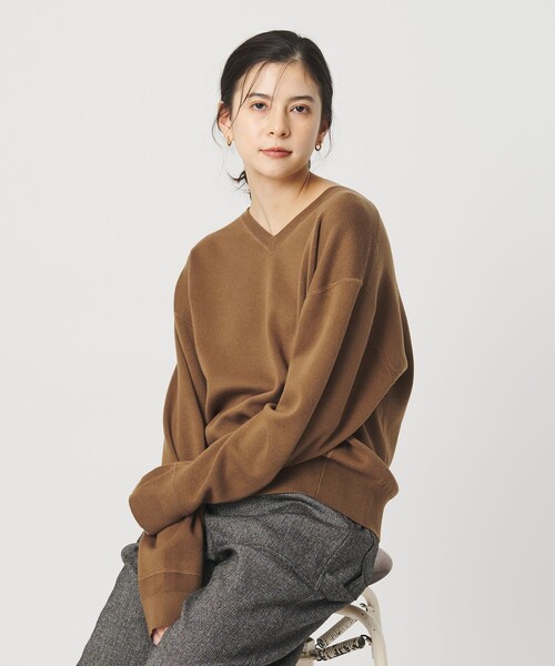 BEAUTY&YOUTH UNITED ARROWS（ビューティーアンドユースユナイテッドアローズ）の「ソフトコットン Vネック スムース ニットプルオーバー ウォッシャブル（ニット/セーター・レディース・オレンジ/ベージュ/ダークグレー/その他2/ナチュラル/シャーベット・FREE）」の6枚目の写真