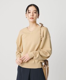 ソフトコットン Vネック スムース ニットプルオーバー ウォッシャブル