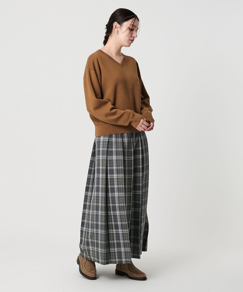 ソフトコットン Vネック スムース ニットプルオーバー ウォッシャブル