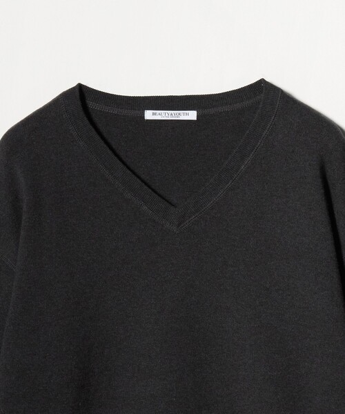 ソフトコットン Vネック スムース ニットプルオーバー ウォッシャブル
