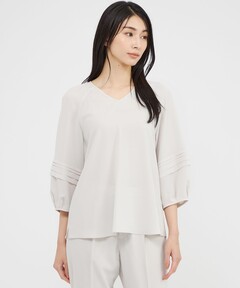 コットンストレッチ コクーンV袖付きプルオーバー◇（ニット/セーター