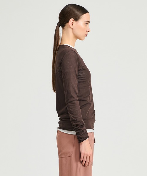 ESTNATION(エストネーション)の「GOOD PEOPLE GOOD STITCHING GOOD PRODUCT for ESTNATION / Fresca zero Jersey シアーカットソー(Tシャツ/カットソー・レディース・ホワイト/ブラウン/ブラック/グレイッシュベージュ・FREE)」の8枚目の写真