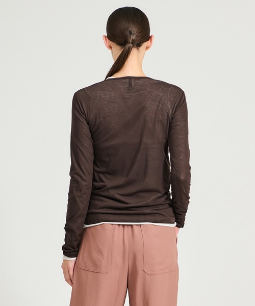 ESTNATION(エストネーション)の「GOOD PEOPLE GOOD STITCHING GOOD PRODUCT for ESTNATION / Fresca zero Jersey シアーカットソー(Tシャツ/カットソー・レディース・ホワイト/ブラウン/ブラック/グレイッシュベージュ・FREE)」の9枚目の写真