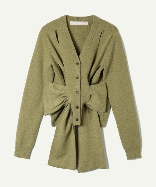 leinwande（ラインヴァンド）の「Ribbon Tie Cardigan / リボンタイカーディガン（カーディガン/ボレロ・レディース・グレー/グリーン/ブラック・ONE SIZE）」の4枚目の写真