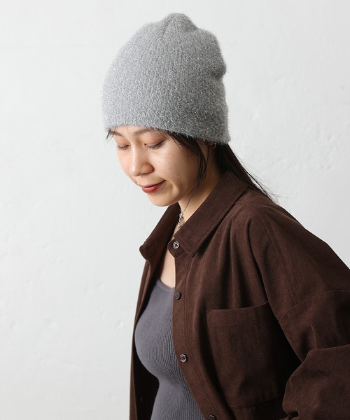 COLONY 2139(コロニートゥーワンスリーナイン)の「ラメニット帽(ニットキャップ/ビーニー・レディース・カーキ/ブラック/シルバー・FREE)」の21枚目の写真