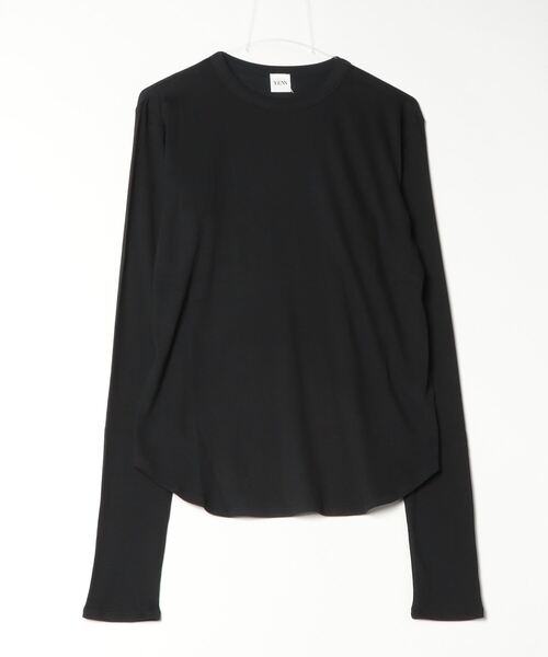 YENN（イエン）の「YENN（イエン）COTTON RIB LONG TEE /Y244-81090-4（Tシャツ/カットソー・レディース・ホワイト系2/ブラック・F）」の7枚目の写真