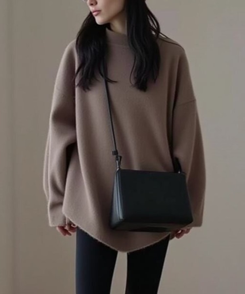 cammie(キャミー)の「ラウンドカットクルーネックニット(ニット/セーター・レディース・オフホワイト/ブラック/モカ・F)」の6枚目の写真