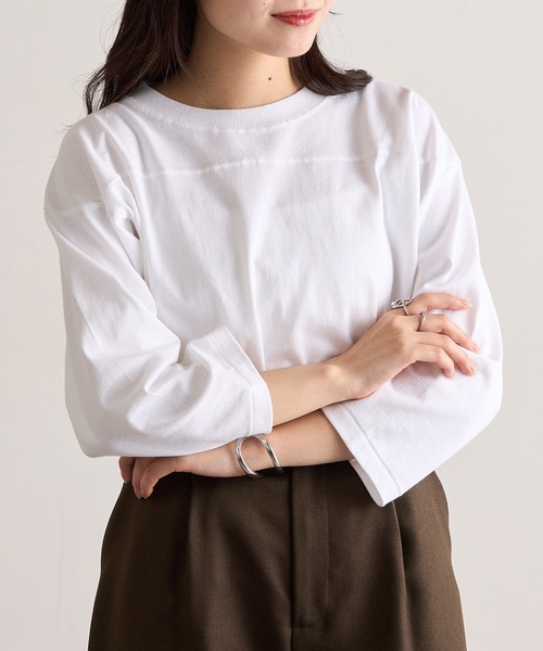 CROSS & STITCH（クロスステッチ）の「【Cross＆Stitch】オープンエンド フットボールTシャツ 七分袖 ロンT OE1240（Tシャツ/カットソー・メンズ・グレー/ホワイト/ブラック/ネイビー・S/M/L/XL）」の7枚目の写真