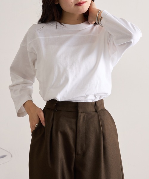 CROSS & STITCH（クロスステッチ）の「【Cross＆Stitch】オープンエンド フットボールTシャツ 七分袖 ロンT OE1240（Tシャツ/カットソー・メンズ・グレー/ホワイト/ブラック/ネイビー・S/M/L/XL）」の8枚目の写真