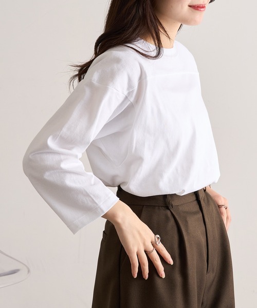 CROSS & STITCH（クロスステッチ）の「【Cross＆Stitch】オープンエンド フットボールTシャツ 七分袖 ロンT OE1240（Tシャツ/カットソー・メンズ・グレー/ホワイト/ブラック/ネイビー・S/M/L/XL）」の6枚目の写真