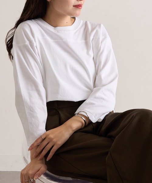CROSS & STITCH（クロスステッチ）の「【Cross＆Stitch】オープンエンド フットボールTシャツ 七分袖 ロンT OE1240（Tシャツ/カットソー・メンズ・グレー/ホワイト/ブラック/ネイビー・S/M/L/XL）」の5枚目の写真