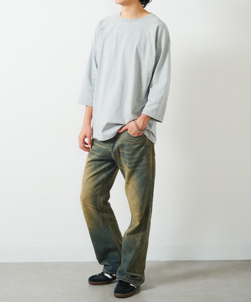 CROSS & STITCH（クロスステッチ）の「【Cross＆Stitch】オープンエンド フットボールTシャツ 七分袖 ロンT OE1240（Tシャツ/カットソー・メンズ・グレー/ホワイト/ブラック/ネイビー・S/M/L/XL）」の21枚目の写真