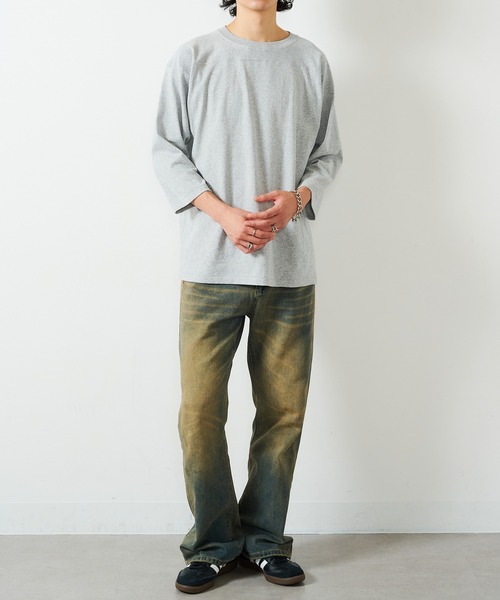 CROSS & STITCH（クロスステッチ）の「【Cross＆Stitch】オープンエンド フットボールTシャツ 七分袖 ロンT OE1240（Tシャツ/カットソー・メンズ・グレー/ホワイト/ブラック/ネイビー・S/M/L/XL）」の22枚目の写真