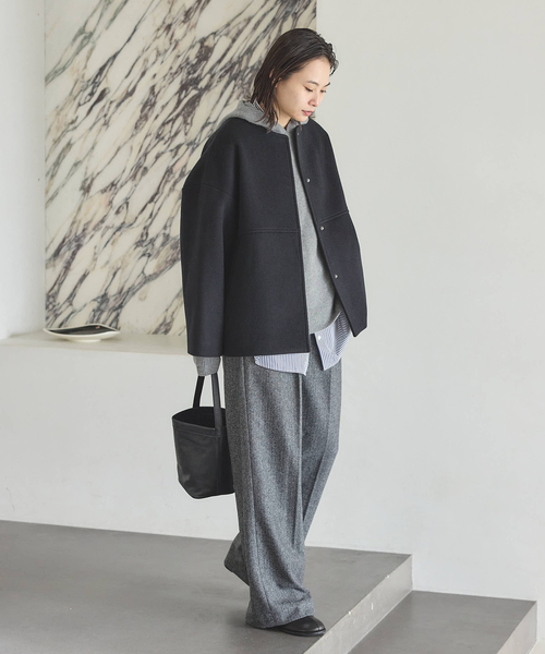 追加2》スーパー140ビーバーノーカラーショートコート（ノーカラー