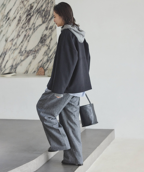 追加2》スーパー140ビーバーノーカラーショートコート（ノーカラー