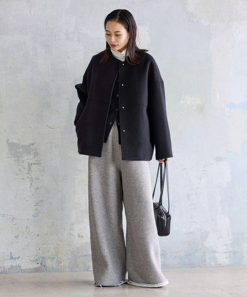 追加2》スーパー140ビーバーノーカラーショートコート（ノーカラー