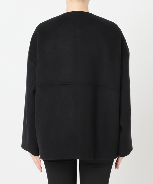 ★ちーこ★【2024年AW】スーパー 140 ビーバー ノーカラー ショー 追加》スーパー140ビーバーノーカラーショートコート（ノーカラー