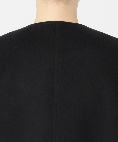 JOURNAL STANDARD（ジャーナルスタンダード）の「《追加2》スーパー140ビーバーノーカラーショートコート（ノーカラーコート・レディース・ブラックミックス/ベージュ系その他/ブラック/グレー・36/38）」の8枚目の写真