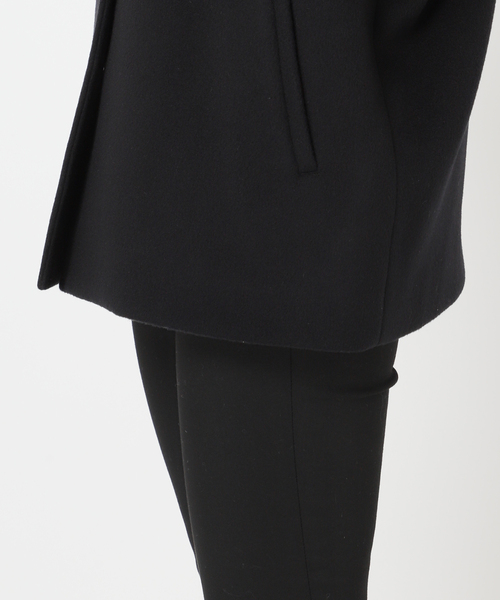 JOURNAL STANDARD（ジャーナルスタンダード）の「《追加2》スーパー140ビーバーノーカラーショートコート（ノーカラーコート・レディース・ブラックミックス/ベージュ系その他/ブラック/グレー・36/38）」の12枚目の写真