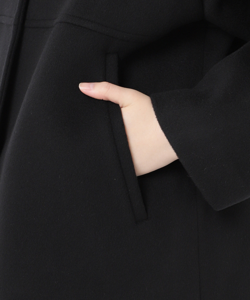 JOURNAL STANDARD（ジャーナルスタンダード）の「《追加2》スーパー140ビーバーノーカラーショートコート（ノーカラーコート・レディース・ブラックミックス/ベージュ系その他/ブラック/グレー・36/38）」の13枚目の写真