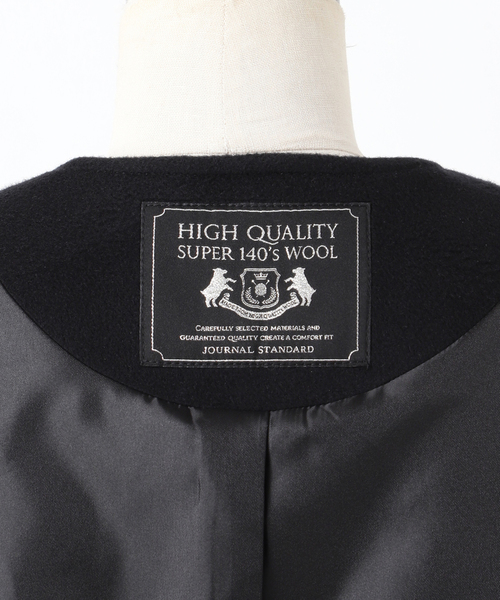 スーパー140ビーバーノーカラーショート コート JOURNAL ブラックM スーパー140ビーバーノーカラーショートコート（ノーカラーコート