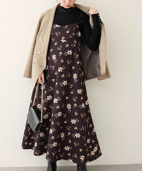 natural couture（ナチュラルクチュール）の「フロリエンタルキャミワンピース（ワンピース・レディース・ブラウン/オフホワイト・FREE）」の16枚目の写真