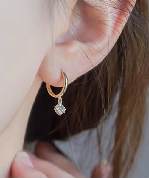 Burner(バーナー)の「【blatto 925silver】シルバー925 キュービックジルコニア フープピアス esm-pierce-3-25【RBTS】(ピアス(両耳用)・レディース・ピンクゴールド/ゴールド/シルバー・FREE)」の1枚目の写真