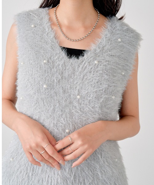 attiree(アティレー)の「パール付きラメシャギーニットベスト(Tシャツ/カットソー・レディース・ピンク/アイボリー/グレー/チャコールグレー/ベージュ・FREE)」の17枚目の写真