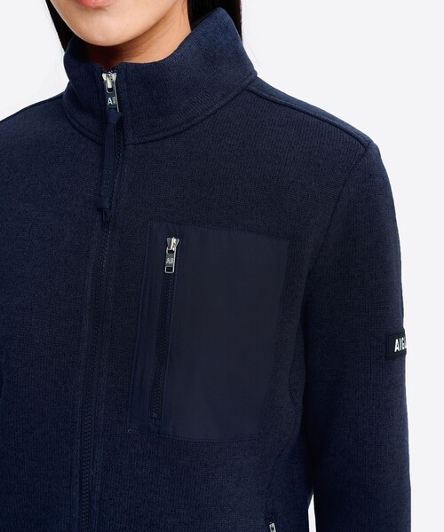 AIGLE(エーグル)の「ポーラテック フルジップフリースブルゾンジャケット(ブルゾン・レディース・ベージュ/ダークネイビー・36/38/40)」の5枚目の写真