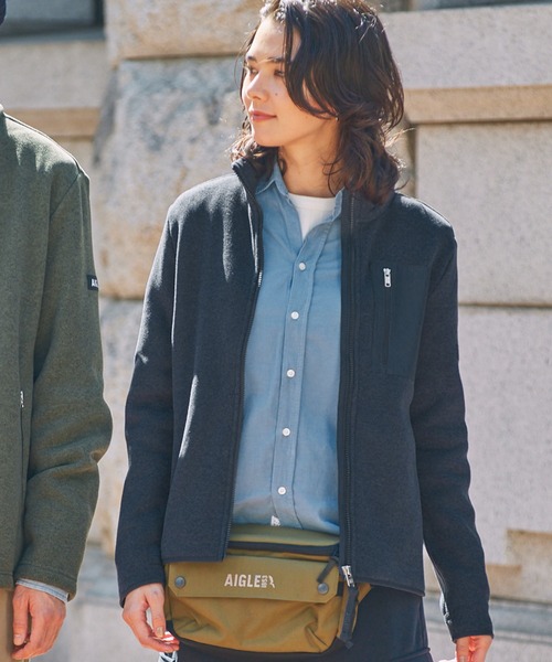 AIGLE(エーグル)の「ポーラテック フルジップフリースブルゾンジャケット(ブルゾン・レディース・ベージュ/ダークネイビー・36/38/40)」の9枚目の写真