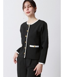 SUIT SQUARE | バイカラーニットジャケット ハンドウォッシュ メタルボタン(ニット/セーター)