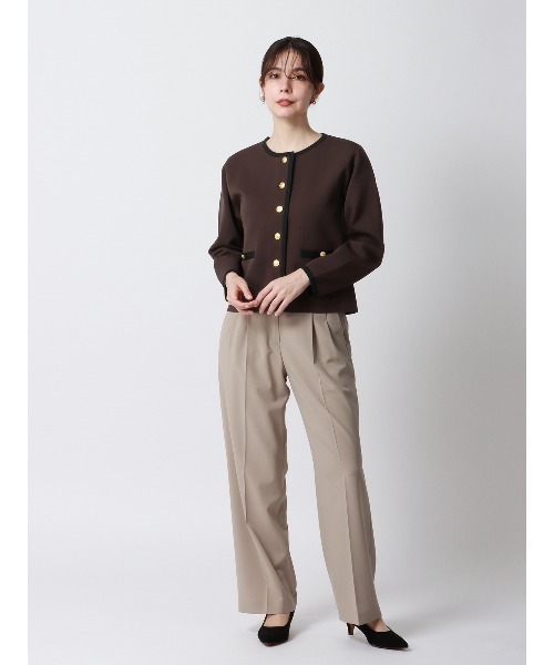 SUIT SQUARE（スーツスクエア）の「バイカラーニットジャケット ハンドウォッシュ メタルボタン（ニット/セーター・レディース・ブラウン系/ブラック系・38(9号)）」の12枚目の写真